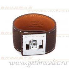 Hermes Kelly Dog Bracelet Brown With Silver